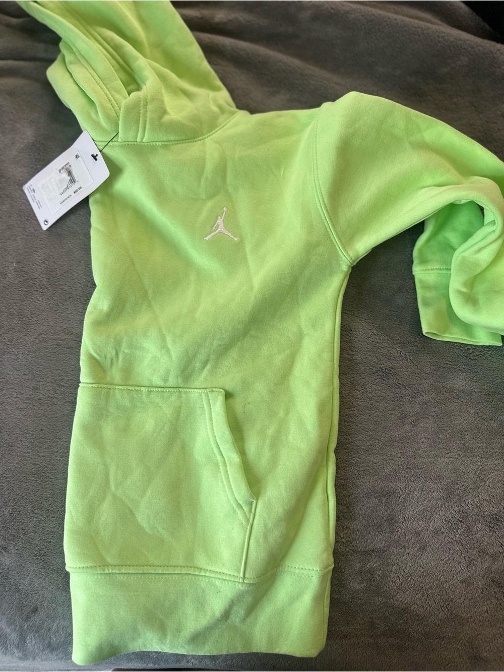 Jordan Neon Green Kids Hoodie with White Jumpman